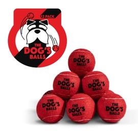 The Dog's Balls, Dog Tennis Balls, 12-Pack Red, 2.5 Inches Diameter Dog Toy, Strong Dog & Puppy Ball for Training, Play, Exercise & Fetch