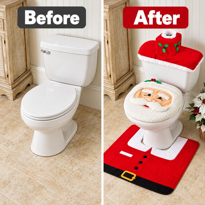 Santa Claus Toilet Seat Cover for Christmas Decor – Soft
