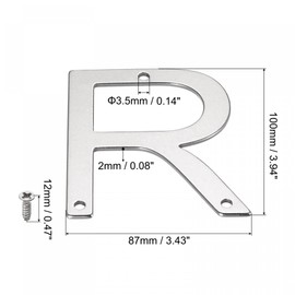 uxcell Stainless Steel House Letter, 3.94 Inch Letter R for Mailbox Hotel Address Door Sign, Polishing