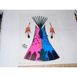 Original Vintage Transfer DECAL Iron On Teepee Art By Hood RARE NOS