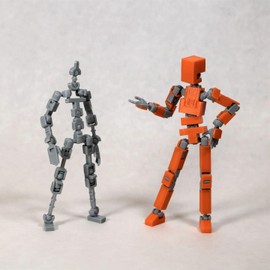 LUCKY13TOY 3D Printed Multi Joint Movable Mechanical Doll Model, Toy Design Style, Custom Desktop Ornament (Orange)