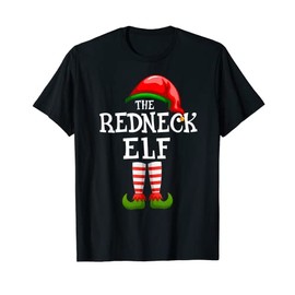 The Redneck Elf Family Pyjamas Fit Christmas T-Shirt, black