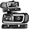 DNA MOTORING HL-LB2-SIERRA99-BK-CL1 Black Housing Bumper Lights+Headlights With LED DRL Replacement Compatible with 99-06 Sierra
