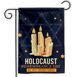 MAIANEY (12"x18") Holocaust Remembrance Flag Holocaust Remembrance Day Garden Flag Israel Jewish Jews Holocaust Candle Star Of David Flag Gifts Outdoor Decorations Yard House Porch Patio Double Sided