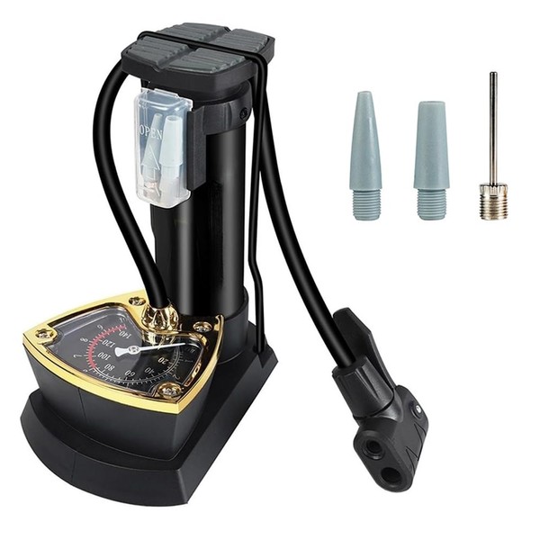 SagaSave Bike Floor Pump with Pressure Gauge and Non-Slip Pedals,