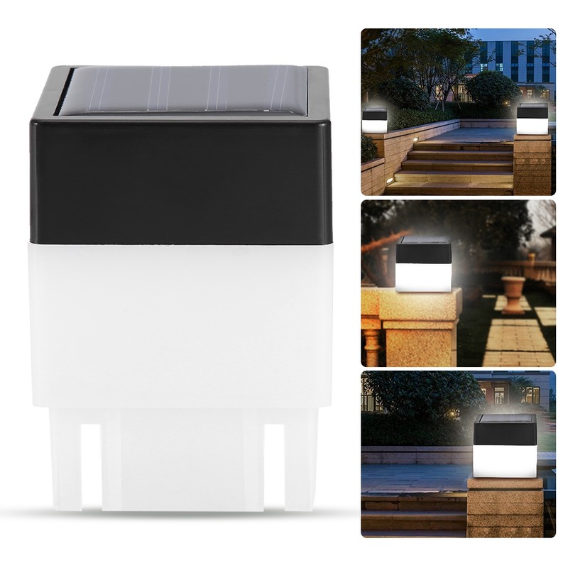 Solar Powered LED Square White Light for Garden Fence Courtyard