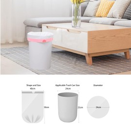 Waikas 2.6 Gallon Trash Bag Drawstring, Small Garbage Bags 2.6 Gal, 1.18Mil Thickness, 40x50cm, 4.9g/pcs, Pack of 68, Unscented, Clear