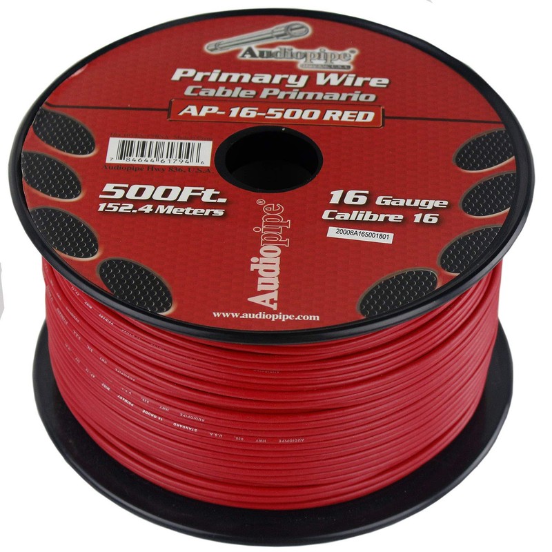 16 GA 500' Red Audiopipe Car Audio Home Remote Primary