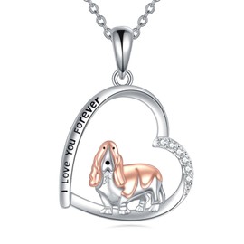 VENACOLY Basset Hound Necklace Gifts 925 Sterling Silver Basset Hound Pendant Chain Cute Dog Jewellery for Women Ladies Lovers, Sterling Silver