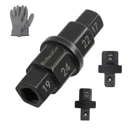 ReluxGo Motorcycles Hex Axle Tool Durable Hex Bit Socket Set Black Spindle Socket Adapter Tool 12mm,14mm,17mm,19mm,22mm,24mm with Gloves, 6 in 1 Motorcycle Hex Allen Axle Tool