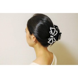 RINKALAND Hair Claw with Secure, Large, Rhinestones, Gorgeous, Hair Clip, Sparkling, Adult, Cute, Ribbon Shape, Plastic