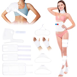 Castor Oil Wrap, 9 Pcs Organic Castor Oil Packs Kit for Entire Body Neck Shoulder Waist Back Hand Knee Leg and Feet, Reusable Pads Kit for Hot/Cold Castor Oil Compress for Woman/Man【White】