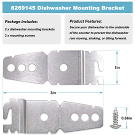 8269145 Undercounter Dishwasher Mounting Bracket for Whirlpool Kenmore KitchenAid Dishwasher Bracket Replacement Parts with Screws - Replaces WP8269145 WP8269145VP (2 Pack)