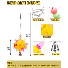 CTAILSOD Bird Toys, Conure Foraging Ball Toys Parakeet Hanging Toy Bird Cage Accessory for Mini Macaw Lovebird Cockatiel Small-Medium Parrots