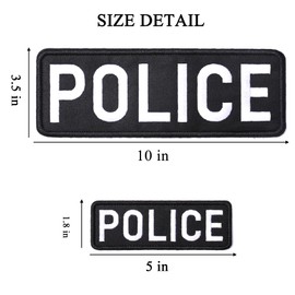 AXEN Police Patches Large Embroidered Loop and Hook Patch for Military Tactical Vest Uniform Jacket, Pack of 2 (One Large and One Small)
