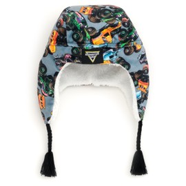 Monster Jam Grave Digger El Toro Loco Megalodon Truck One Size Youth Fleece Beanie with Ear Flaps Gray OS Youth