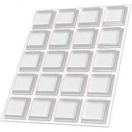 Clear Rubber Bumpers Large - Rubber Feet for Cutting Boards - Glass Table Top Bumpers, Picture Frame Spacers, Self Adhesive Furniture Pads - 1 Inch Square Self Stick Pads - 20 PCs