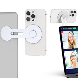 Aerbeis Continuity Magnetic Laptop Phone Holder - 180° Adjustable Continuity Camera Mount Stand Compatible with MagSafe, Slim Laptop Mount Computer Expansion Bracket for Smartphone