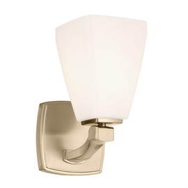 Kichler Marant 5" 1-Light Wall Sconce with Opal Glass in Champagne Bronze, for Bathroom, Powder Room, Hallway, Fireplace, (5" W x 9.5" H), 55214CPZ