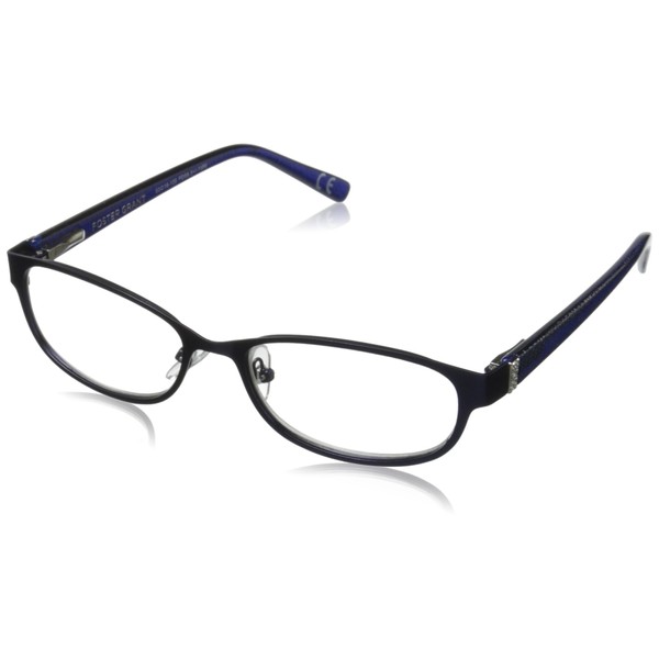 Foster Grant Women's Isa Reading Glasses Round, Navy Blue/Transparent, 59 mm + 2.5