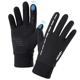 AFIT Winter Gloves Windproof Full Finger Touchscreen Gloves Warm Gloves Non-Slip Sports Gloves Waterproof Cycling Gloves Running Gloves Climbing for Men Women (Black, M)
