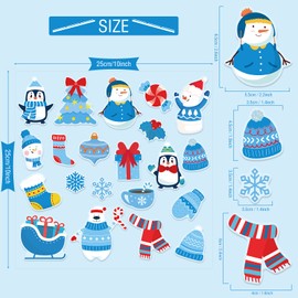 20 PCS Winter Thick Gel Clings Stickers Winter Christmas Window Gel Clings Decals Stickers for Kids Toddlers and Adults Home Airplane Classroom Nursery Holiday Party Supplies Decorations