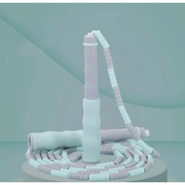 Skipping Rope Soft Beaded Adjustable Segment Rope with Non-Slip Handle Fitness Skipping Rope (Grey-Green)