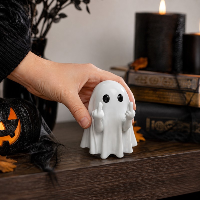 Funny Ghost Halloween Decoration Figurine for Home Display – Cute