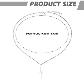 UEIOAVL Chains for Women, 1 Piece Punk Necklace with Lightning Pendant Minimalist Geometric Necklace with Lightning Pendant Simple Unisex (Silver)