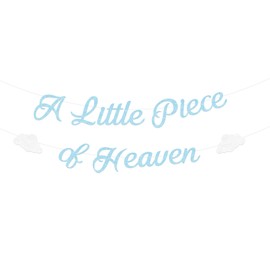 Sursurprise Little Piece of Heaven Baby Shower Decorations, A Little Piece of Heaven Banner, On Cloud 9 Heaven Sent Baby Shower Decorations Party Supplies
