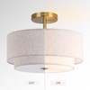 CALOKES 16" Double Drum Gold 3-Light Semi Flush Mount Ceiling