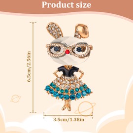 Rhinestone Lady Rabbit Brooch Dainty Cute Christmas Jewelry Crystal Easter Bunny Lapel Pin Party Costume Accessories Gift for Souvenir Honors Day Graduation
