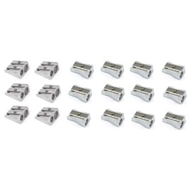 DEFIYEAR 18PCS Metal Pencil Sharpener - 12PCS Single Hole & 6PCS Double Hole Magnesium Pencil Sharpener, Manual Handheld Sharpeners for Graphite Crayon, Perfect for School Home Office Use(Silver)