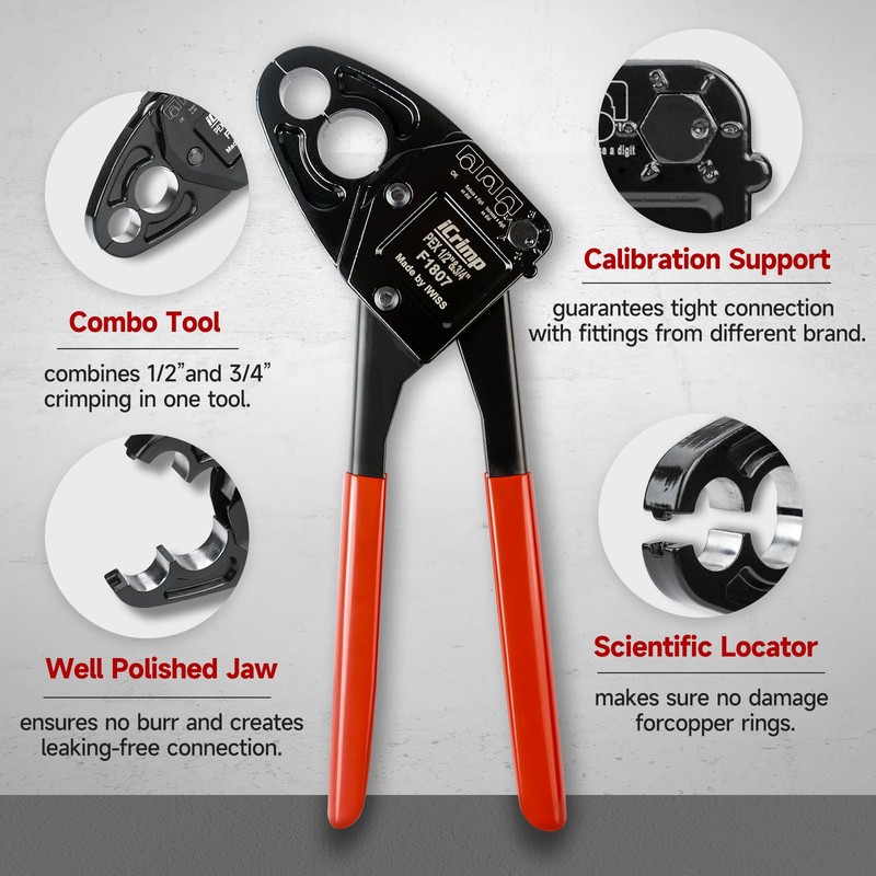 iCrimp Angle Head F1807 PEX Pipe Crimping Tool for Copper