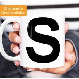 MoonWorks Coffee Cup Letter Arial Bold Glossy Coffee Cup Tea Cup Ceramic Cup S White One Size