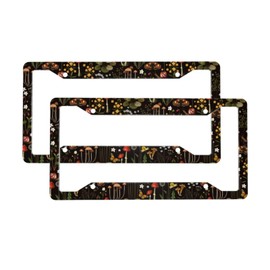 Mushroom License Plate Frame 2 Pack Accessories Cars Decor 12.3 X 6.3 Inches for Men Women