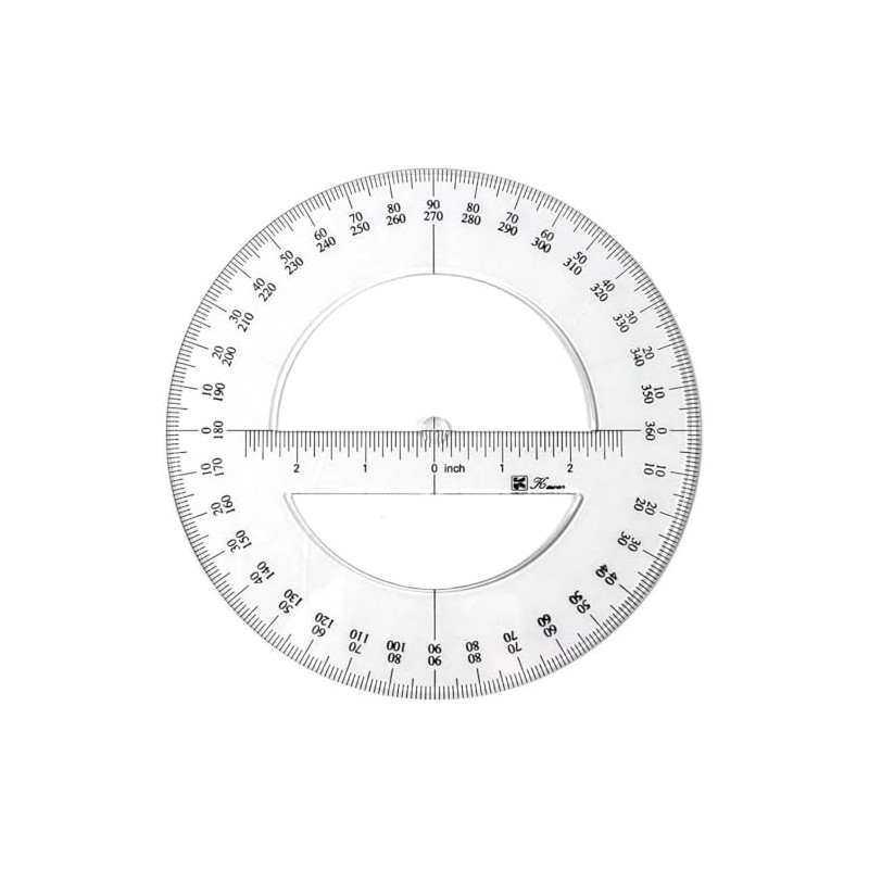 White 360 Degree Protractor Round Ruler Gauge Angular Drafting Tools