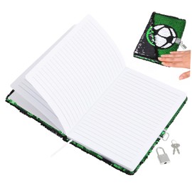 FOYTOKI Cuaderno De Fútbol Con Cerradura 8.26X5.51X0.64 Pulgadas Libreta Con Candado Para Diario Personal Escritura Papel Grueso Organizador De Notas
