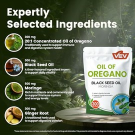 Vev Aceite de Or?gano de 300 Mg con Aceite de Semilla Negra y Moringa