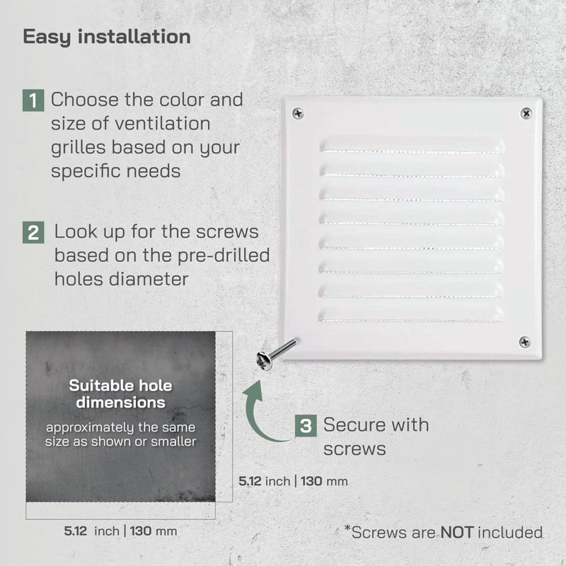 Vent Systems 5 x 5 Inch (Inner) White Vent Cover