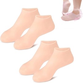 Calcetines Hidratantes para Pies, 2 Pares Calcetines de Silicona Hidratante para Pies, Calcetines Antideslizantes para Spa, Exfoliante para Pies, Elimina Callos, Piel Muerta, Suaviza Pies (Color de Piel, L)