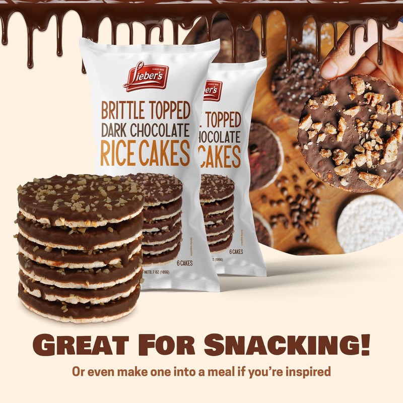 LIEBERS Thin Chocolate Rice Cakes, Kosher Certified Dairy and Dairy
