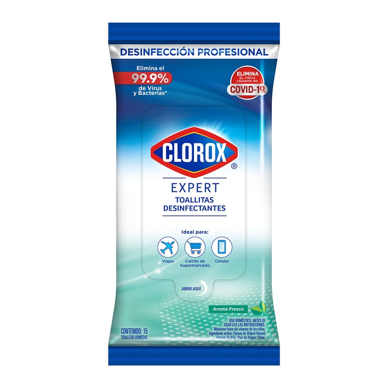 Clorox Pack Toallitas Desinfectantes 15un x 6 (90 toallitas Clorox)