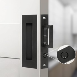 TSOEORET Pocket Door Edge Pull and Recessed Finger Flush Pull（6 inch）,Hidden Door Handle,with Push Automatic Bounce Switch,Fit for Pocket Door,Sliding Door,Barn Door,Larger Finger Pull,Black,1 Set