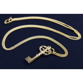 Key Necklace Miniblings 80cm Key Castle Gold- Plated