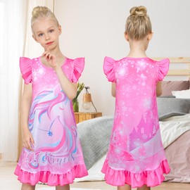 Sylfairy Girls Nightgowns, Unicorn Nightgown Princess Pajama Dresses for Girls Sleepwear Nightie