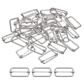 sourcing map Slides Buckles, 30pcs 38x16x2.8mm Metal Rectangle Adjuster Triglides Slide Buckle Roller Pin Buckles Slider Strap Adjuster for Belt Bags DIY Accessories, Silver Tone