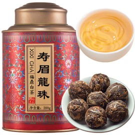 XIXICHA White Tea 2013 Shou Mei Dragon Pearls Tea FudingWhiteTea Balls Tea Chinese White Tea 7oz planting-Rich in antioxidants 白茶 寿眉龙珠老白茶