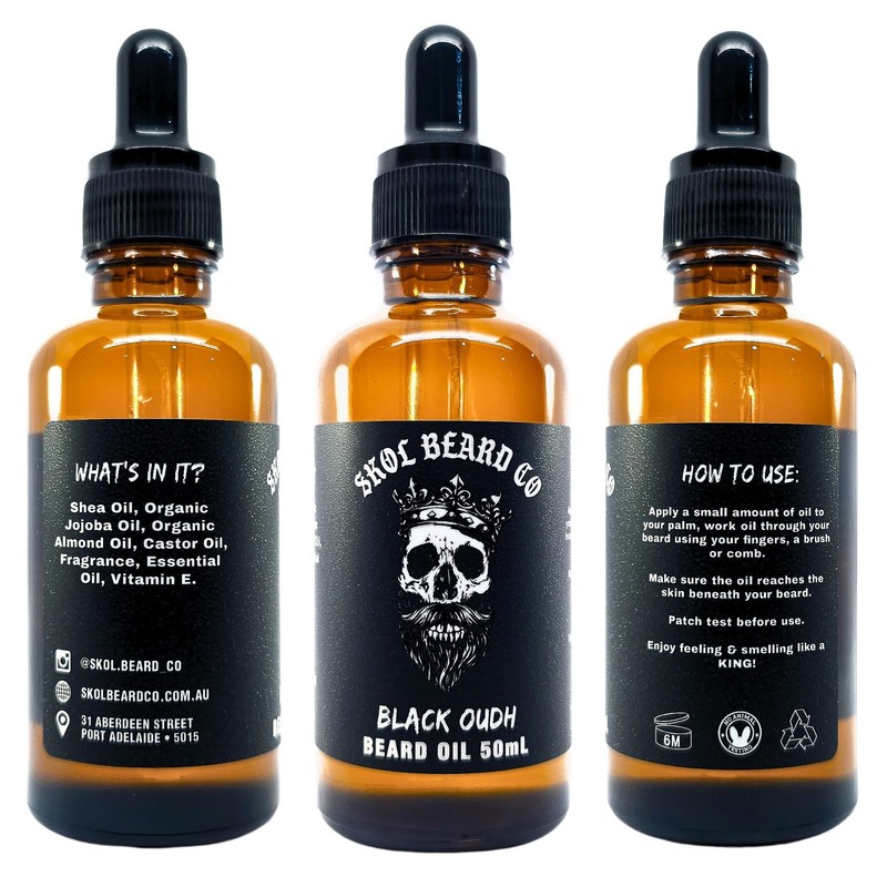 Skol Beard Co Premium Beard Oil in Black Oudh, 50mL