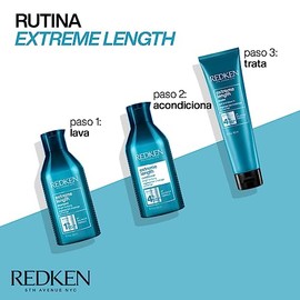 REDKEN- Shampoo Extreme Length | Shampoo anti-quiebre para un cabello más largo y sano | Fortalece el cabello desde la raíz hasta las puntas y reduce 